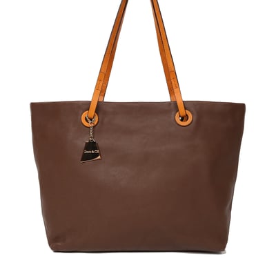 頭層牛皮撞色細節托特包1