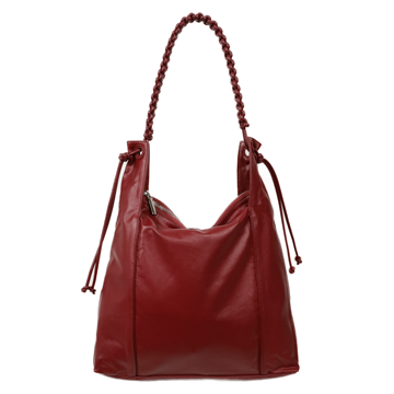 TRueSo 觸柔牛皮結理托特兩用包-紅色3