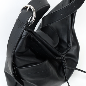 TRueSo 觸柔牛皮綁結肩包-黑色7