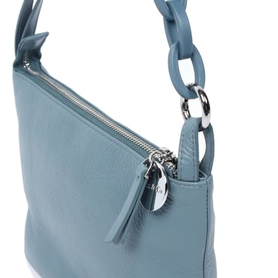 頭層牛皮壓克力鍊帶包-藍色4