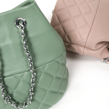 真皮菱格鍊帶水桶包-雙色5