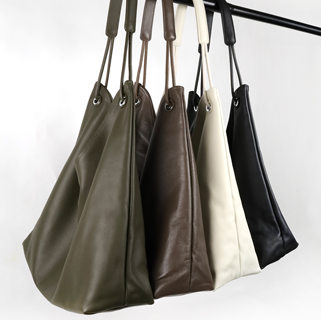 Verso Libre自由詩行真皮垂墜托特包-黑色4