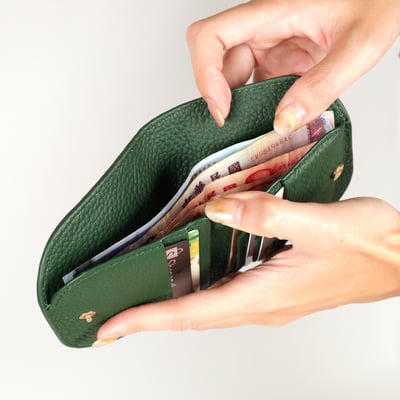 弧形真皮馬卡龍短夾(多色)13