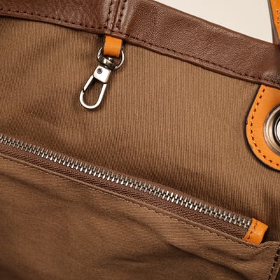 頭層牛皮撞色細節托特包7