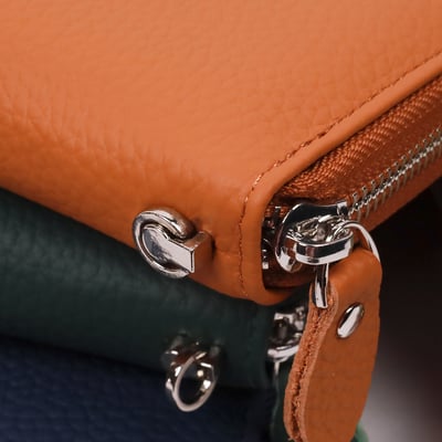 質感頭層牛皮拉鍊長夾(多色)4