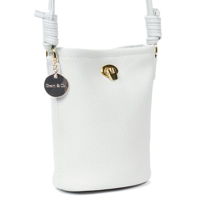 典雅德比抽繩真皮側揹桶包1