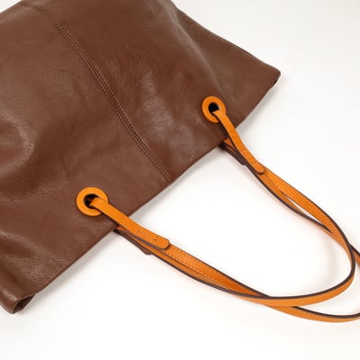 頭層牛皮撞色細節托特包4