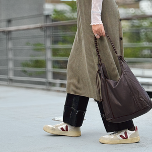 TRueSo 觸柔牛皮結理托特兩用包-咖色7