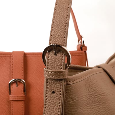 雙色奶茶真皮水桶包（多色）5