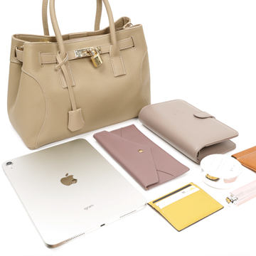 Éclat 真皮鎖釦三層手提包8