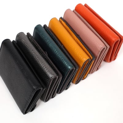 真皮信封三摺迷你短夾-多色2
