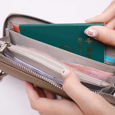 質感頭層牛皮拉鍊長夾(多色)2