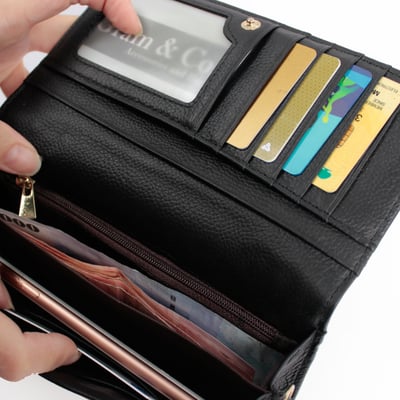 光面真皮扣帶皮夾包-多色3