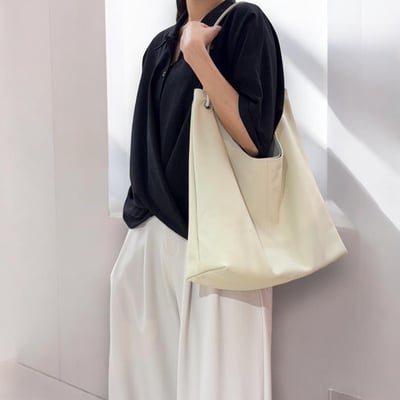 Verso Libre自由詩行真皮垂墜托特包-白色1