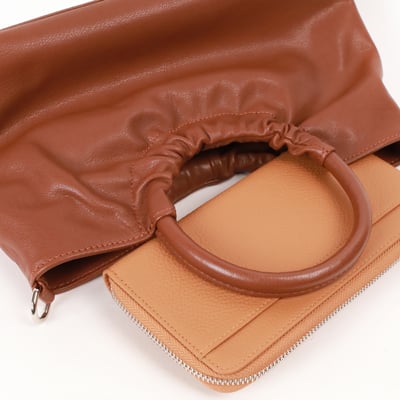 皺圈真皮提包-多色4