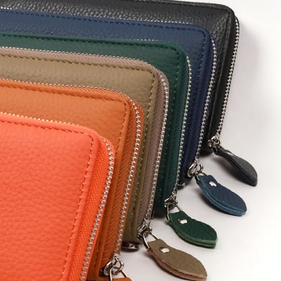 質感頭層牛皮拉鍊長夾(多色)5