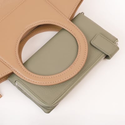 幾何拼接真皮提包5