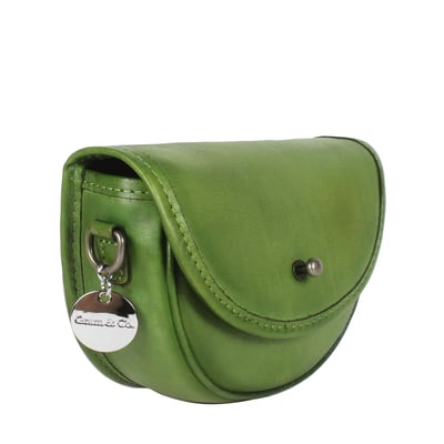 迷濛植鞣真皮半圓小包-綠色1