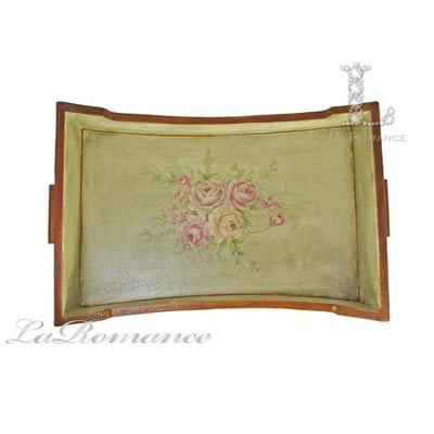 ★寶藏清倉★手繪玫瑰花卉托盤1