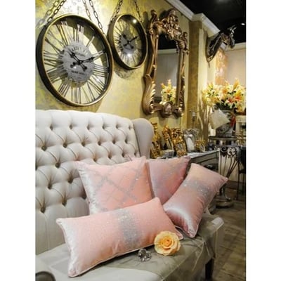 ★寶藏清倉★【奢華系列】水鑽菱格紋絨布抱枕套 ♡粉晶♡2