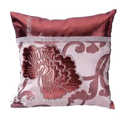 ★寶藏清倉★貴氣緹花玫瑰金牡丹水鑽抱枕套1