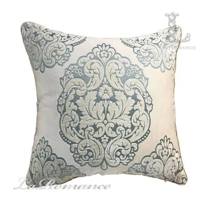 ★寶藏清倉★【古典風情系列】米色底搭藍綠色圖騰抱枕套1