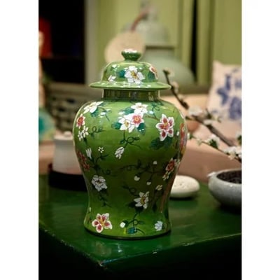 ★寶藏清倉★【東情西韻】手繪洋彩鸚鵡將軍罐 ♡17吋♡2