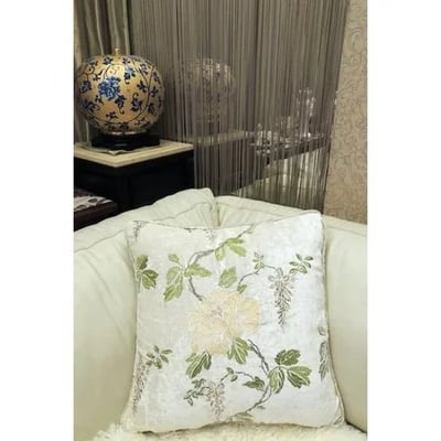 ★寶藏清倉★米色絲絨繡花抱枕套2