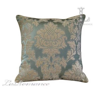 ★寶藏清倉★【古典風情系列】藍綠底雪尼爾緹花圖騰抱枕套1