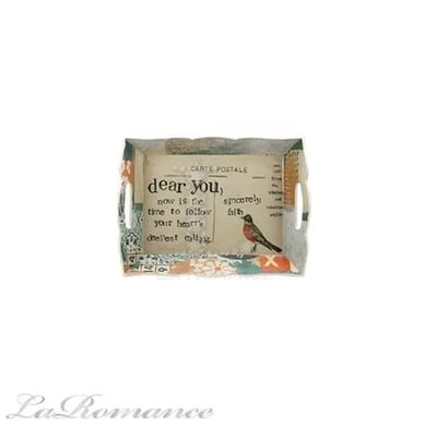 ★寶藏清倉★【Creative Home】Heart & Home 心戀家居系列木製少女與花鳥托盤 - 中1