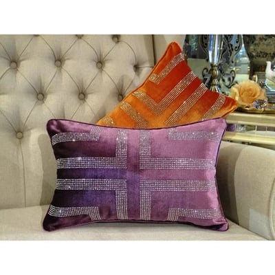 ★寶藏清倉★【奢華系列】真絲絨水鑽腰枕 ♡魅惑紫♡2