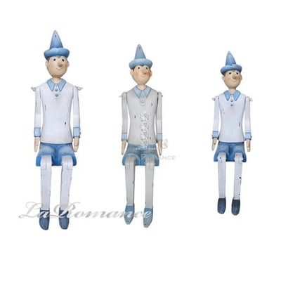 ★寶藏清倉★【德國 Heidi 童趣家飾】粉藍坐姿小木偶 - 中2