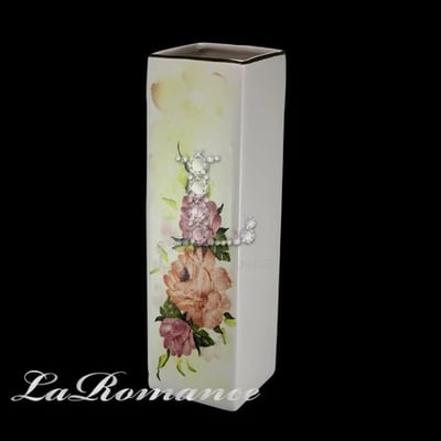 ★寶藏清倉★【義大利 Ceramiche Fabbro】手繪粉玫瑰長方型花器1