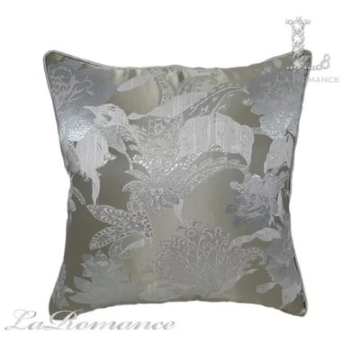 ★寶藏清倉★【古典風情系列】米金色純棉高織密牡丹緹花抱枕1