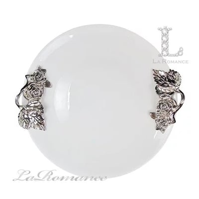 ★寶藏清倉★【芮洛蔓 La Romance】鋅合金古典陶瓷圓托盤1
