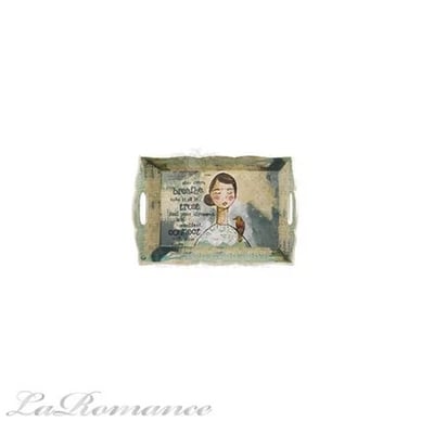★寶藏清倉★【Creative Home】Heart & Home 心戀家居系列木製少女與花鳥托盤 - 小1
