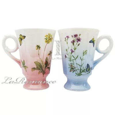 ★寶藏清倉★【帝凡內系列】蝶舞花氛對杯組 湛藍ღ嫣粉1