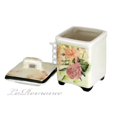 ★寶藏清倉★【義大利 Ceramiche Fabbro】手繪粉玫瑰方形糖罐 – 大1