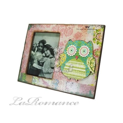 ★寶藏清倉★貓頭鷹方形木器相框1