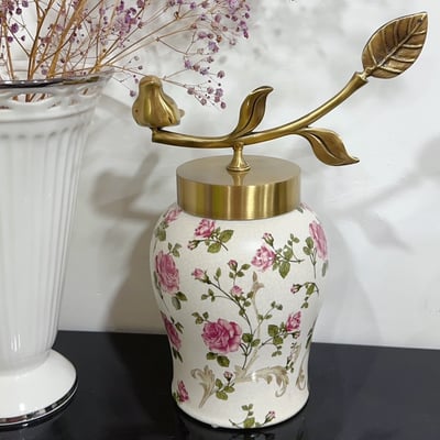 【芮洛蔓 La Romance】玫瑰純銅裂紋陶瓷擺飾1