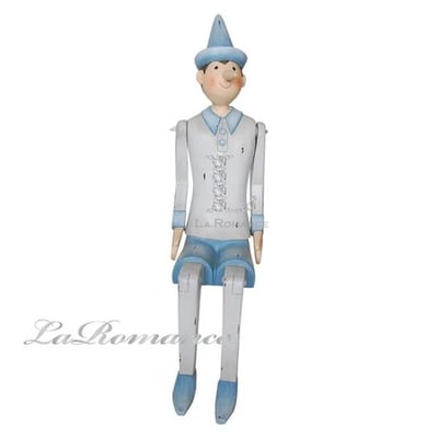 ★寶藏清倉★【德國 Heidi 童趣家飾】粉藍坐姿小木偶 - 中1