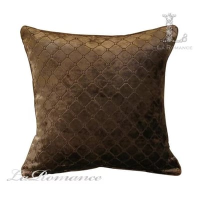 ★寶藏清倉★【古典風情系列】深咖啡色立體菱格紋抱枕套1