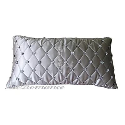 ★寶藏清倉★【Adela 系列】晶亮菱格絲質緞面腰枕 ♡璀燦銀♡1
