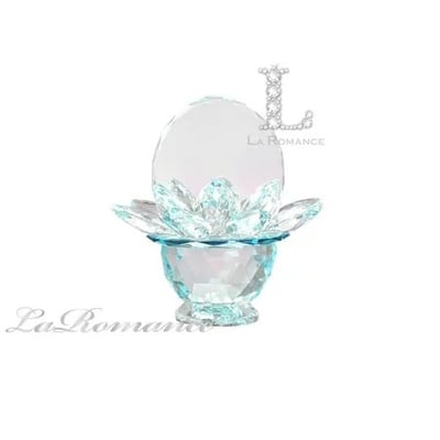 ★寶藏清倉★璀璨水晶蓮花花籃 ♡優雅藍小款♡2