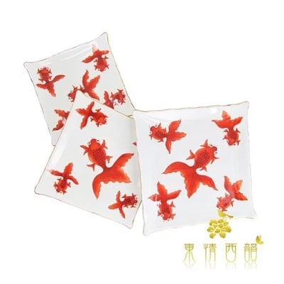 ★寶藏清倉★【東情西韻系列】金魚方形盤 ♡8吋♡3