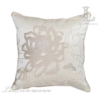 ★寶藏清倉★【古典風情系列】米色牡丹燙鑽立體緹花抱枕套1
