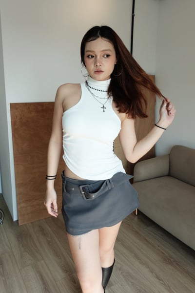 C12 時髦藝術生!小挖肩斜裁BRA TOP背心9