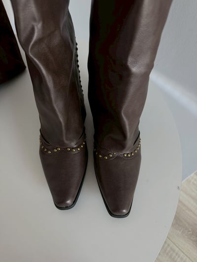 復古尖頭卯釘牛仔長靴7