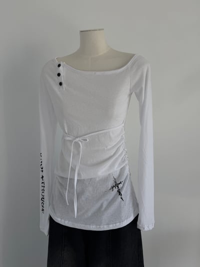 十字綁帶長版上衣8