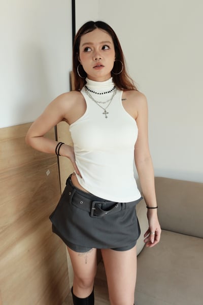 C12 時髦藝術生!小挖肩斜裁BRA TOP背心2